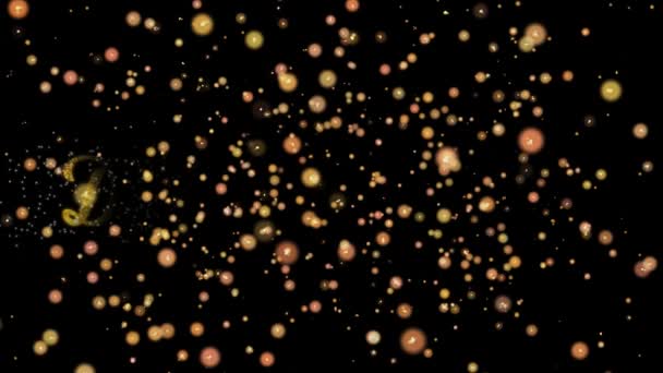 お祭り イベント パーティ お祝いの光沢のある黒の背景を持つダイヤモンド ジュビリー抽象的な粒子と花火グリーティング カード テキスト — ストック動画