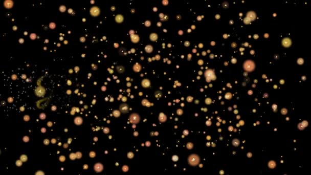 お祭り イベント パーティ お祝いの光沢のある黒の背景を持つ幸せなラマダン抽象的な粒子と花火グリーティング カード テキスト — ストック動画