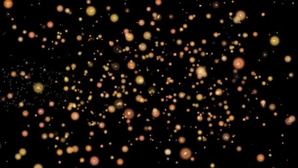 庆祝抽象微粒和烟花贺卡文本以闪亮的黑色背景为节日 — 图库视频影像