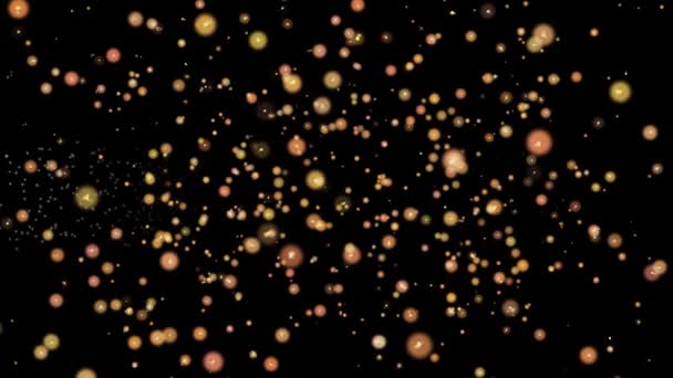 折扣抽象粒子和烟花贺卡文本与闪亮的黑色背景的节日 庆祝活动 — 图库视频影像