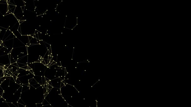 Абстрактный Желтый Плекс Движущемся Фоне Треугольники Линии Точки Формы Медленное — стоковое видео