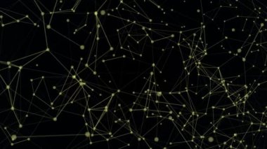 Gelişen teknoloji, bilim ve mühendislik, alan derinliği ile hareket arka plan soyut sarı pleksus yapısı