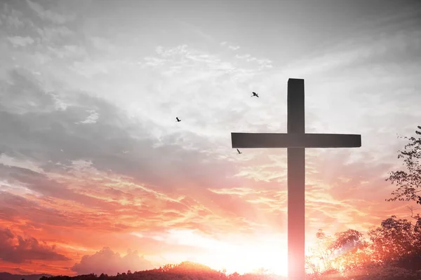 Crucifixion Jesus Christ Cross Sunset — Stock Photo, Image