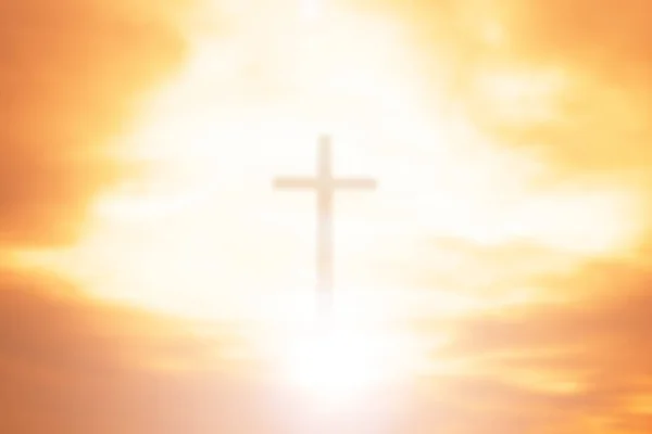 Easter Concept Silhouette Cross Calvary Mountain Sunset Background — Stock Photo, Image