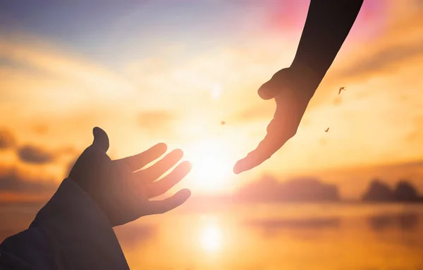 Концепция Божьего Спасения Силуэт Помощи Концепции Руки Международный День Мира — стоковое фото