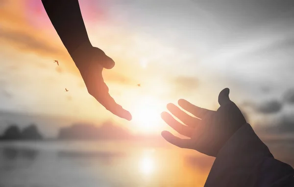 Концепция Божьего Спасения Силуэт Помощи Концепции Руки Международный День Мира — стоковое фото