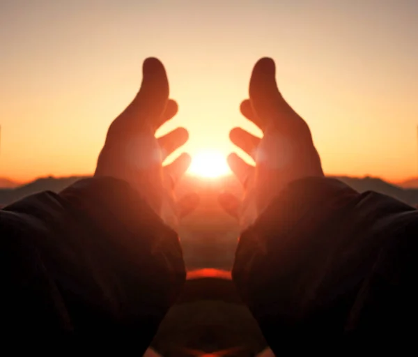 Prayer and worship concept:Human hands open palm up worship