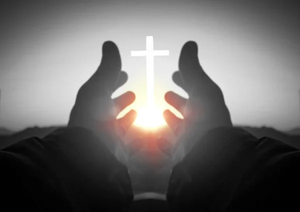 Concept Worship Praise Reaching Cross — Stock Photo, Image