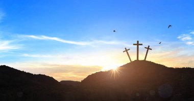 Noel kavramı: çarmıha germe, İsa Mesih haç, gündoğumu