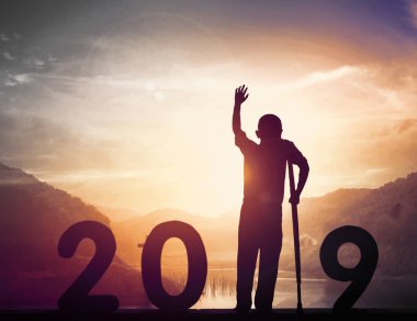 2019 Yılbaşı Konsept: 2019 günbatımı arka plan,