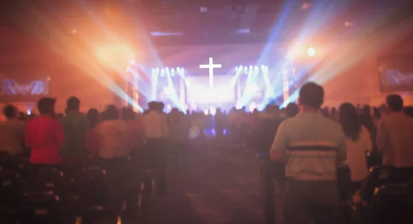 Concepto Navidad Congregación Cristiana Borrosa Adora Dios Juntos Salón Iglesia —  Fotos de Stock