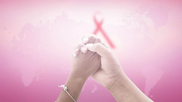 Conceito Dia Mundial Câncer Mapa Mundo Rosa — Fotografia de Stock