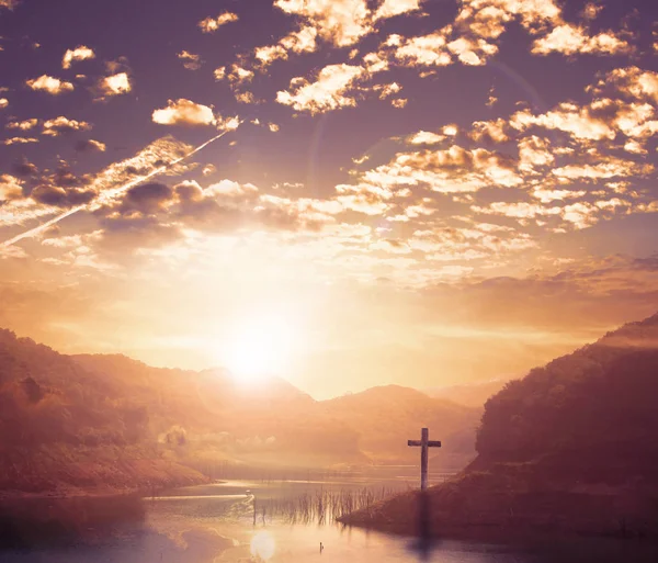 Conceito Dia Mundial Religião Cruz Cristo Jesus — Fotografia de Stock