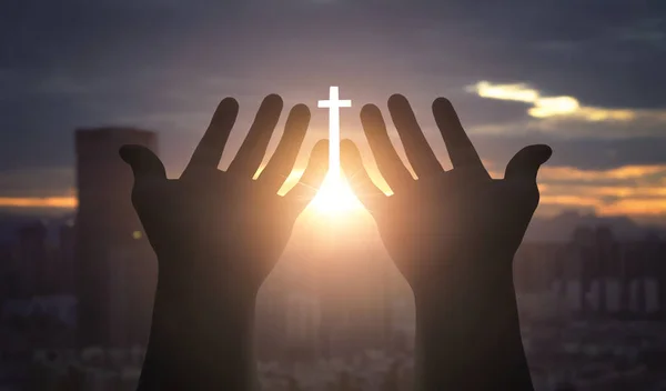 Uctívání Chvále Koncept Lidské Ruce Otevřít Dlaní Nahoru Uctívání — Stock fotografie