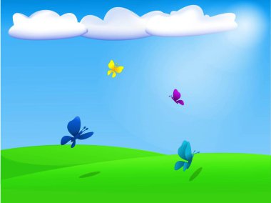 Yaz kelebekler ile arka plan. İllüstrasyonlar gereken yere kitaplar için gayet uygun. Resimler için duvar kağıtları, duvarlar için şal için kartpostallar ve daha birçok