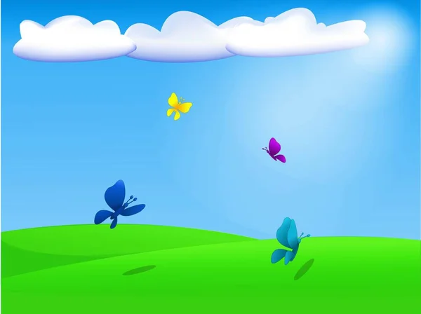 Yaz kelebekler ile arka plan. İllüstrasyonlar gereken yere kitaplar için gayet uygun. Resimler için duvar kağıtları, duvarlar için şal için kartpostallar ve daha birçok