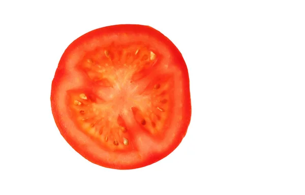 Rebanada Tomate Aislado Sobre Fondo Blanco Fresco — Foto de Stock