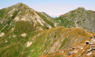 Dağ panorama Batı Tatras üzerinden. Zapadni Tatry. Rohace. Slovakya. Hiking.