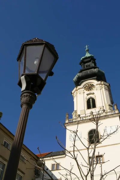 Street Lantern Church Eger Hungary — Stock Photo, Image