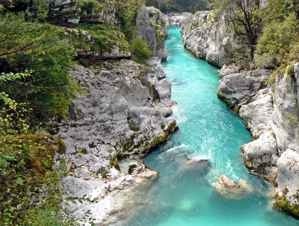 River Canyon Soca Slovenië Rechtenvrije Stockfoto's