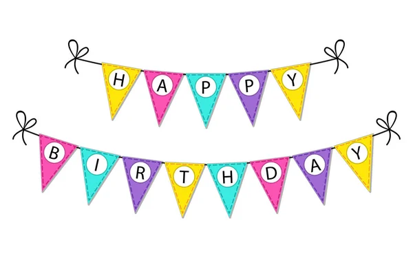 Niedliche Happy Birthday Flaggen Banner mit Buchstaben — Stockvektor