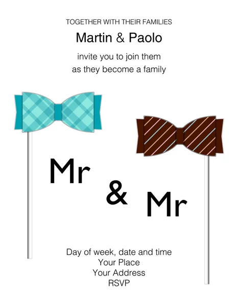 Belle invitation de mariage minimaliste pour couple de même sexe — Image vectorielle