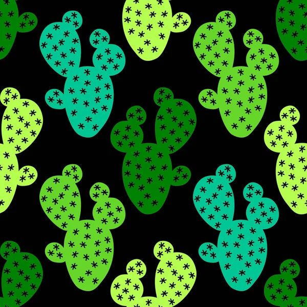 Lindo cactus dibujado a mano patrón sin costuras — Archivo Imágenes Vectoriales