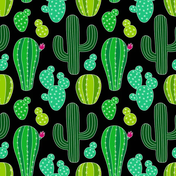 Ładna dłoń wzór bezszwowe ciągnione Kaktus — Wektor stockowy