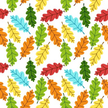 Meşe yaprağı sevimli sonbahar seamless modeli rustik el ile çizilmiş