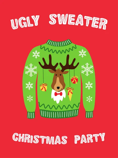 Linda pancarta para la fiesta de Navidad Ugly Sweater — Archivo Imágenes Vectoriales