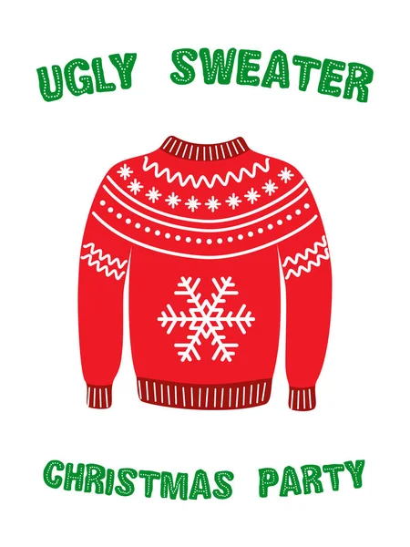 Linda pancarta para la fiesta de Navidad Ugly Sweater — Archivo Imágenes Vectoriales