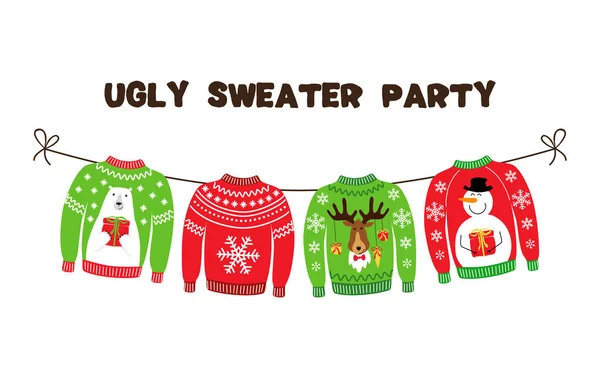 Cute banner for Ugly Sweater Christmas Party — Stock Vector