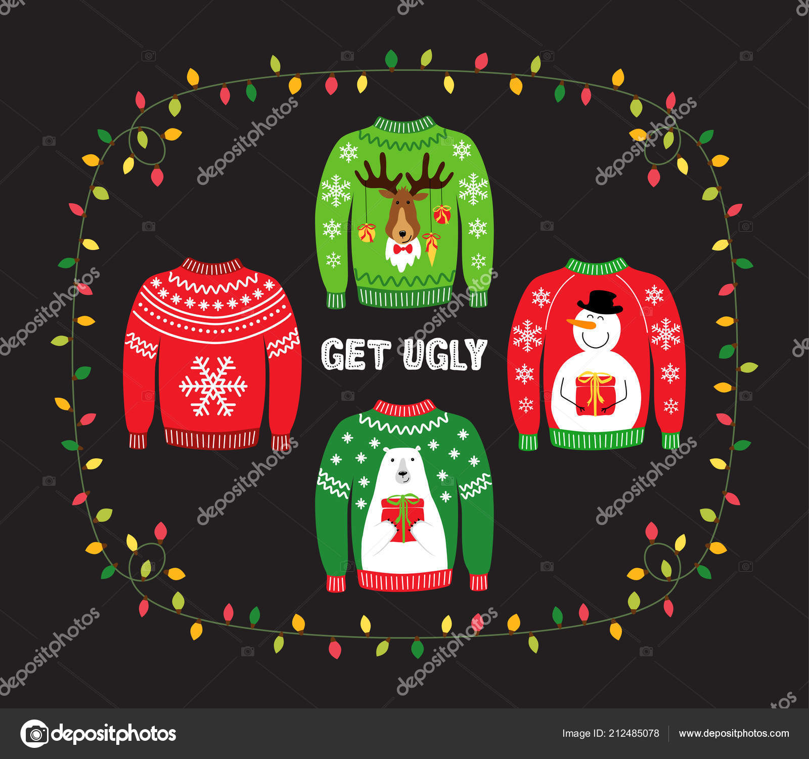 Cute banner for Ugly Sweater Christmas Party Stock Vector by