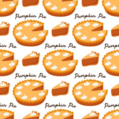 Pumpkin Pie ve yazı ile şirin Seamless modeli