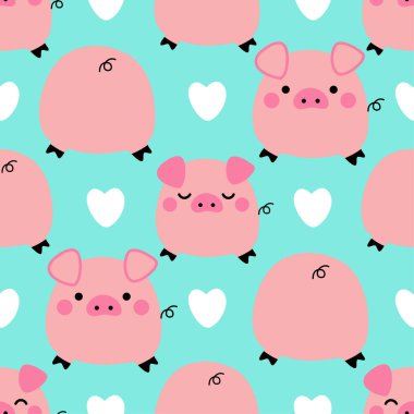 Sevimli domuz Dikişsiz desen arka plan