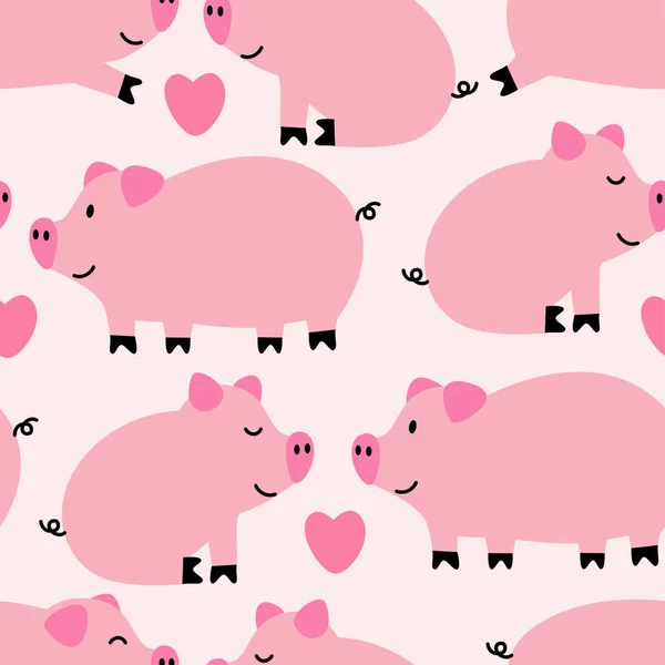 Porcs mignons fond de motif sans couture — Image vectorielle