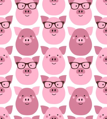 Şirin Hipster domuz sorunsuz arka plan desen