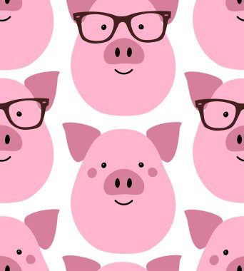 Şirin Hipster domuz sorunsuz arka plan desen