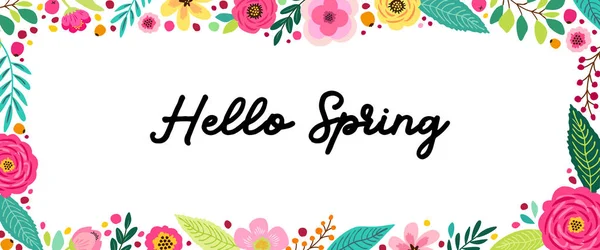 Cute Spring Flowers horizontal banner — Stock Vector