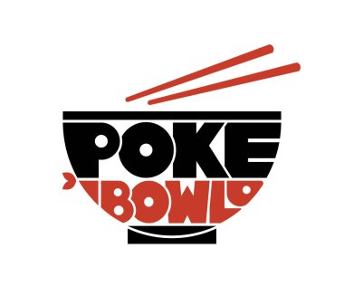 Poke kase Hawaii mutfağı restoran sağlıklı gıda balık menü Logo yazı