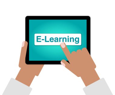 E-öğrenme kavram olarak el parmak Online eğitim tablet bilgisayarda seçme