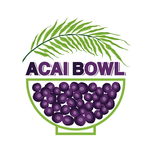 Cute Acai Bowl tanda toko - Stok Vektor