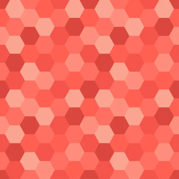 Geometrischer nahtloser abstrakter Hintergrund mit sechseckigen Formen als Mosaikmuster in trendiger Farbe lebende Koralle 2019 — Stockvektor