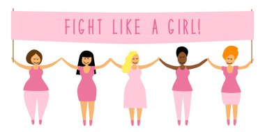 Sevimli çizgi film karakterleri mutlu kadınların çeşitli uluslararası ve Interracial grubunun