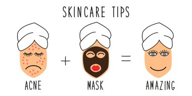 Cute and simple skincare tips for acne treatment clipart