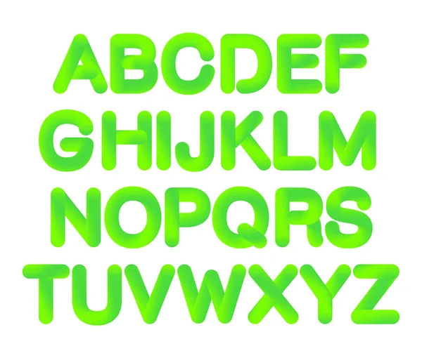 Soft flexible tube neon 3D gradient Alphabet in trendy 2019 color UFO Green — 图库矢量图片