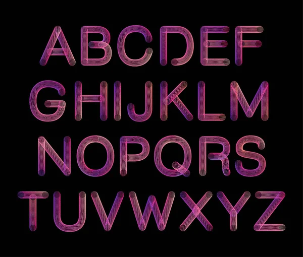Tubo flexível néon espiral 3D gradiente alfabeto —  Vetores de Stock