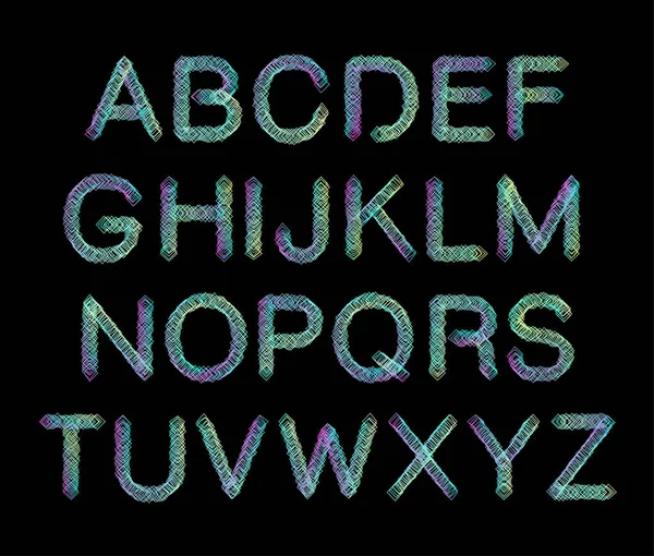 Skizze Neon-Gradienten-Alphabet — Stockvektor