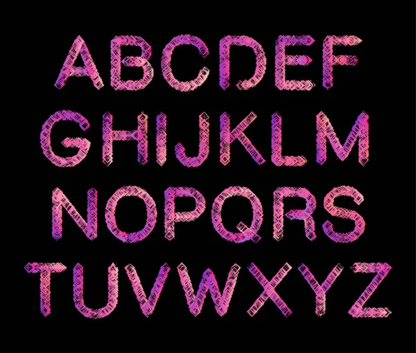 Skizze Neon-Gradienten-Alphabet — Stockvektor