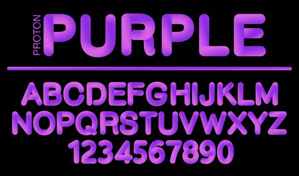 Měkké pružné trubice neon 3d gradient abeceda v módní 2019, barva Proton Purple — Stockový vektor